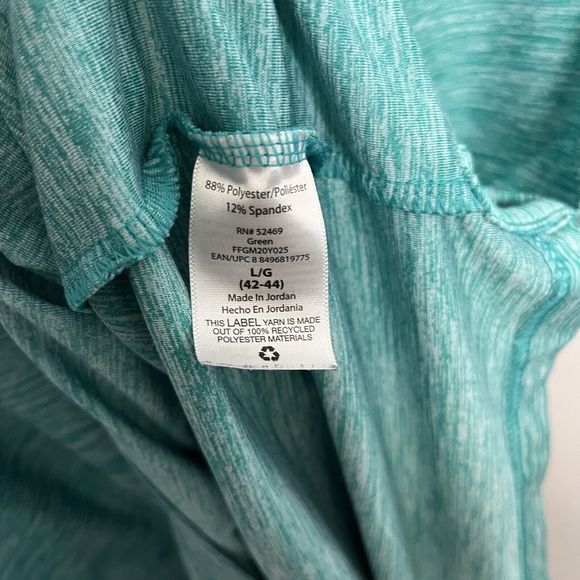 George Mens Aqua Blue Green Polo Golf Shirt  Striped Polyester Short Sleeve VGC - Picture 6 of 8